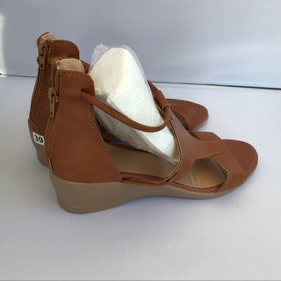 Gladiator Wedge Women's Sandal Brown size 7M - Picture 2 of 5